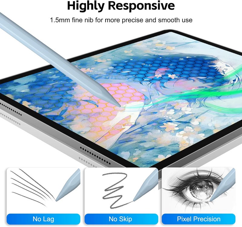 Aspaper Stylus Pen for iPad 2025-2018 with 13mins Fast Charge,Tilt Sensitive Palm Rejection Pencil for 11th A16,10th/9th/8th/7th/6th, Air 11/13 M2/M3,Pro 11/13 M4/M5,Pro 12.9“,Air 5/4/3,Mini 7/6/5 - Image 3